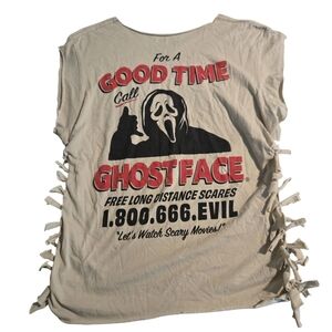 Beige Ghostface Graphic T-Shirt Handmade Hippie Goth Unisex